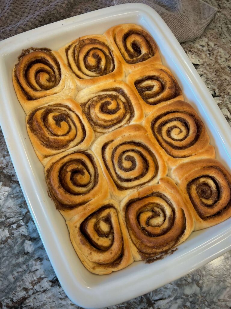 Freshly baked cinnamon rolls