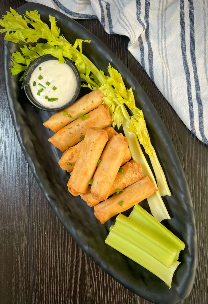 Buffalo chicken spring rolls 