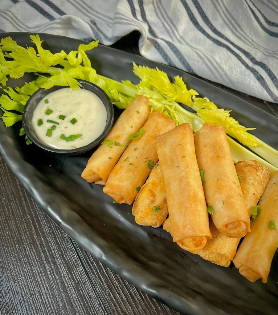 Buffalo chicken spring rolls