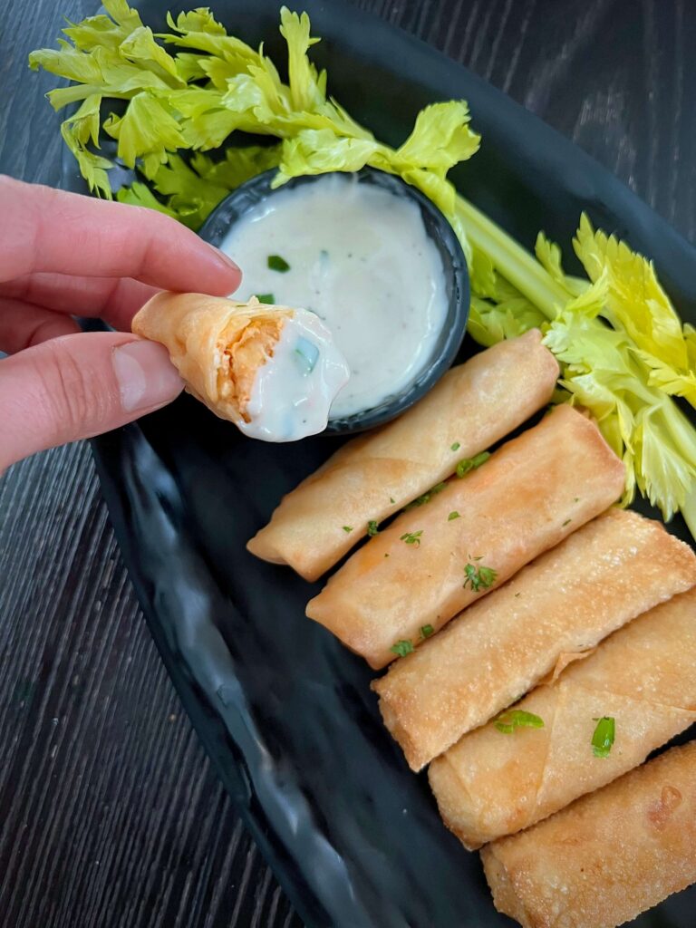 Buffalo chicken spring rolls