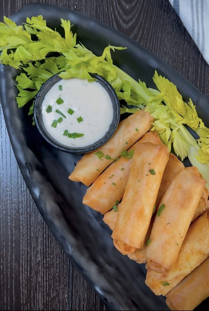 Buffalo chicken spring rolls