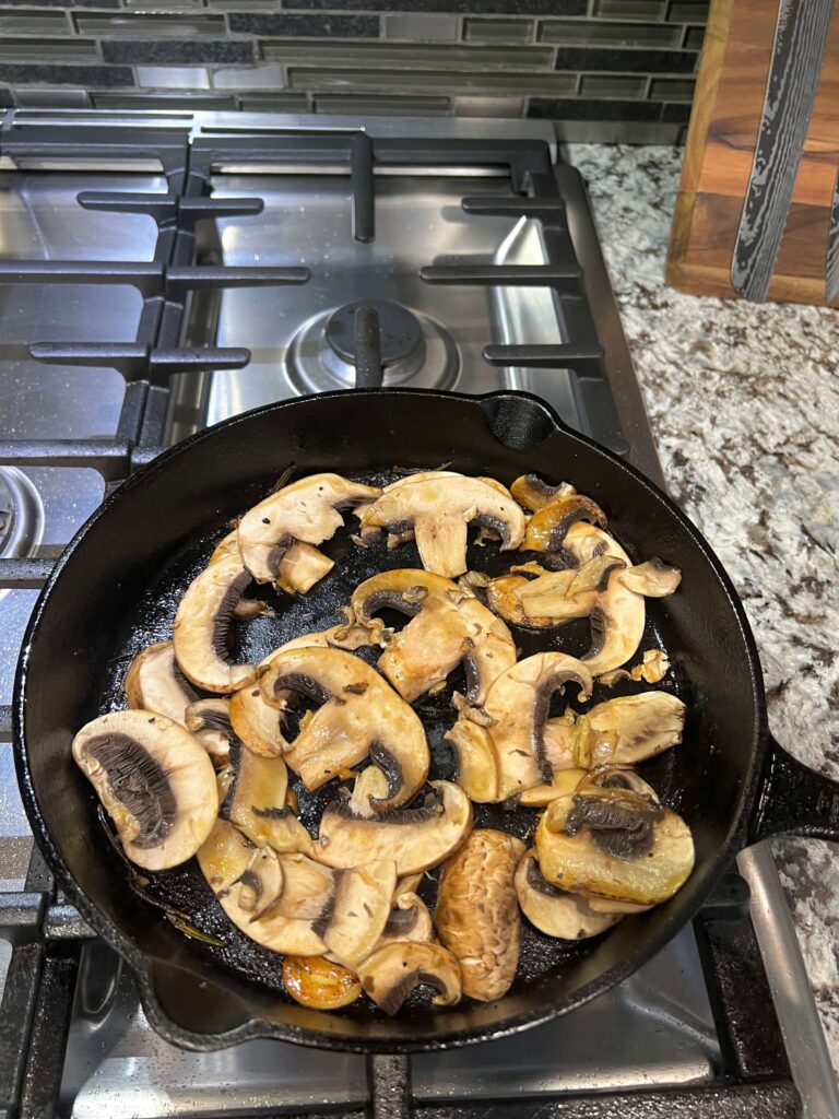 Saute the sliced mushrooms