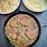 Steak with mushroom gravy