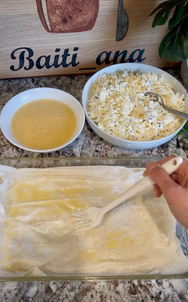 Layering the phyllo dough 