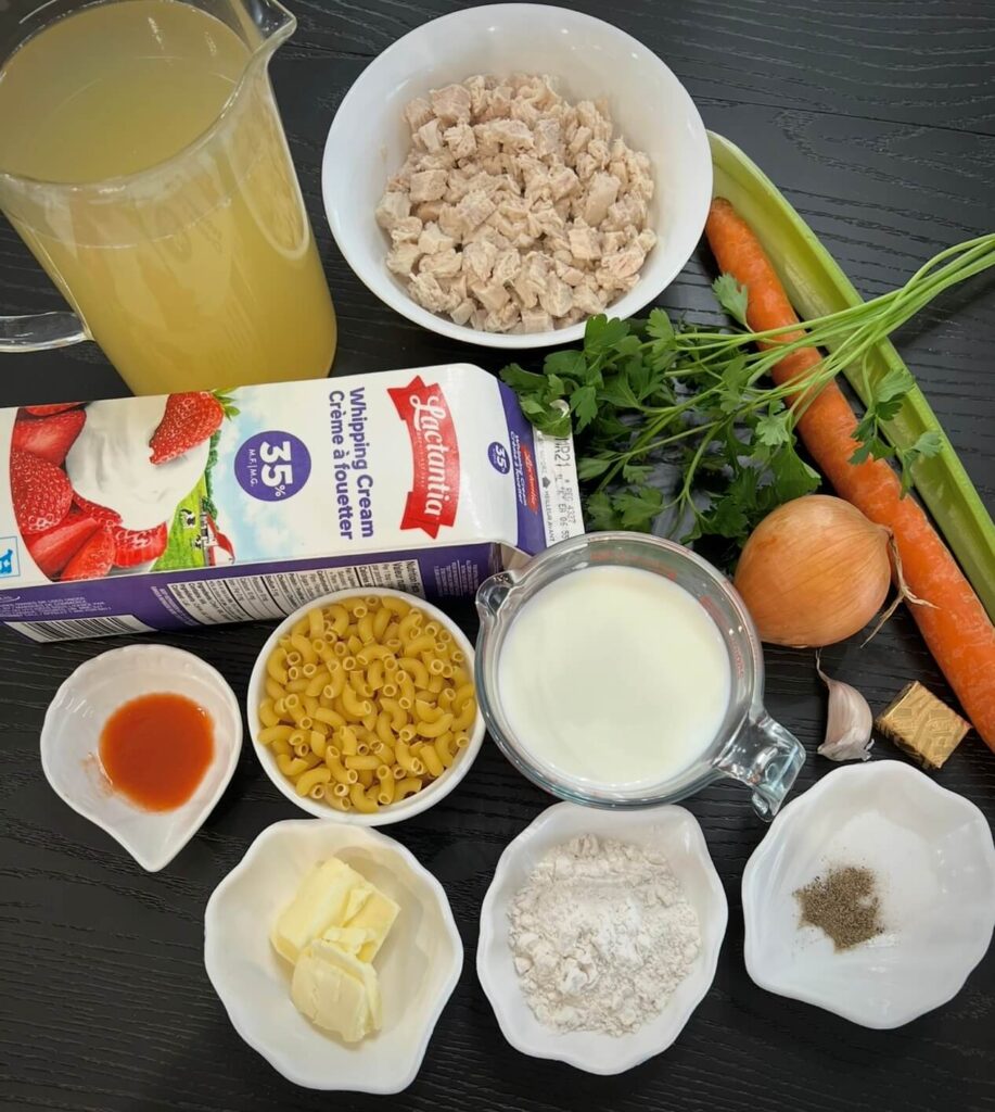 Creamy chicken soup ingredients 