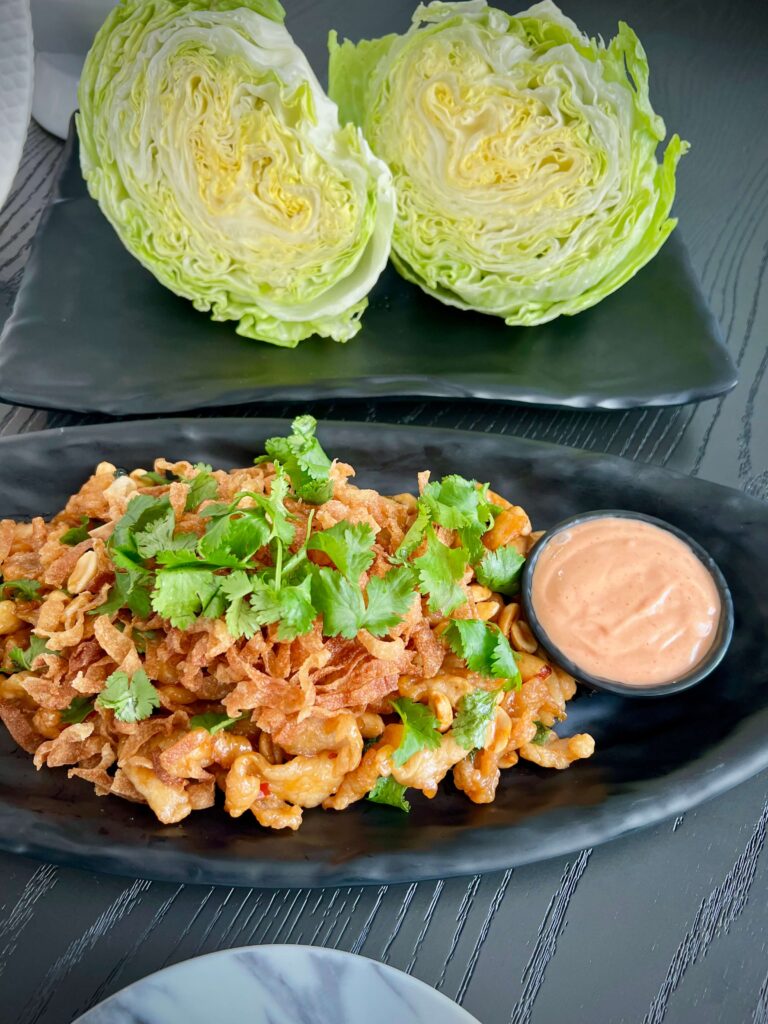 Serving Szechuan Lettuce Wraps