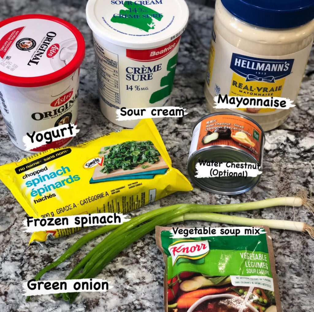 Spinach dip ingredients 