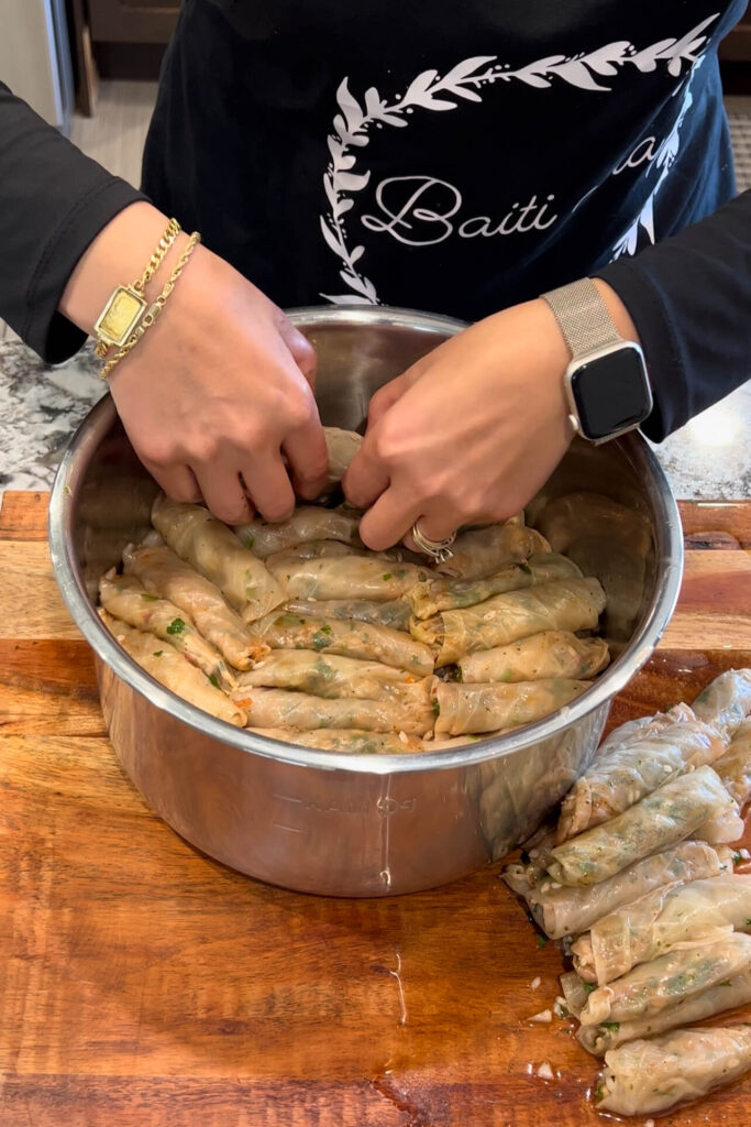 Layer the cabbage then add the sauce