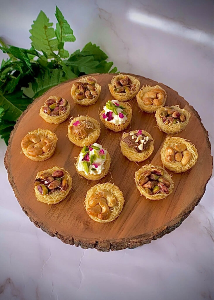 Middle eastern bird nest baklava