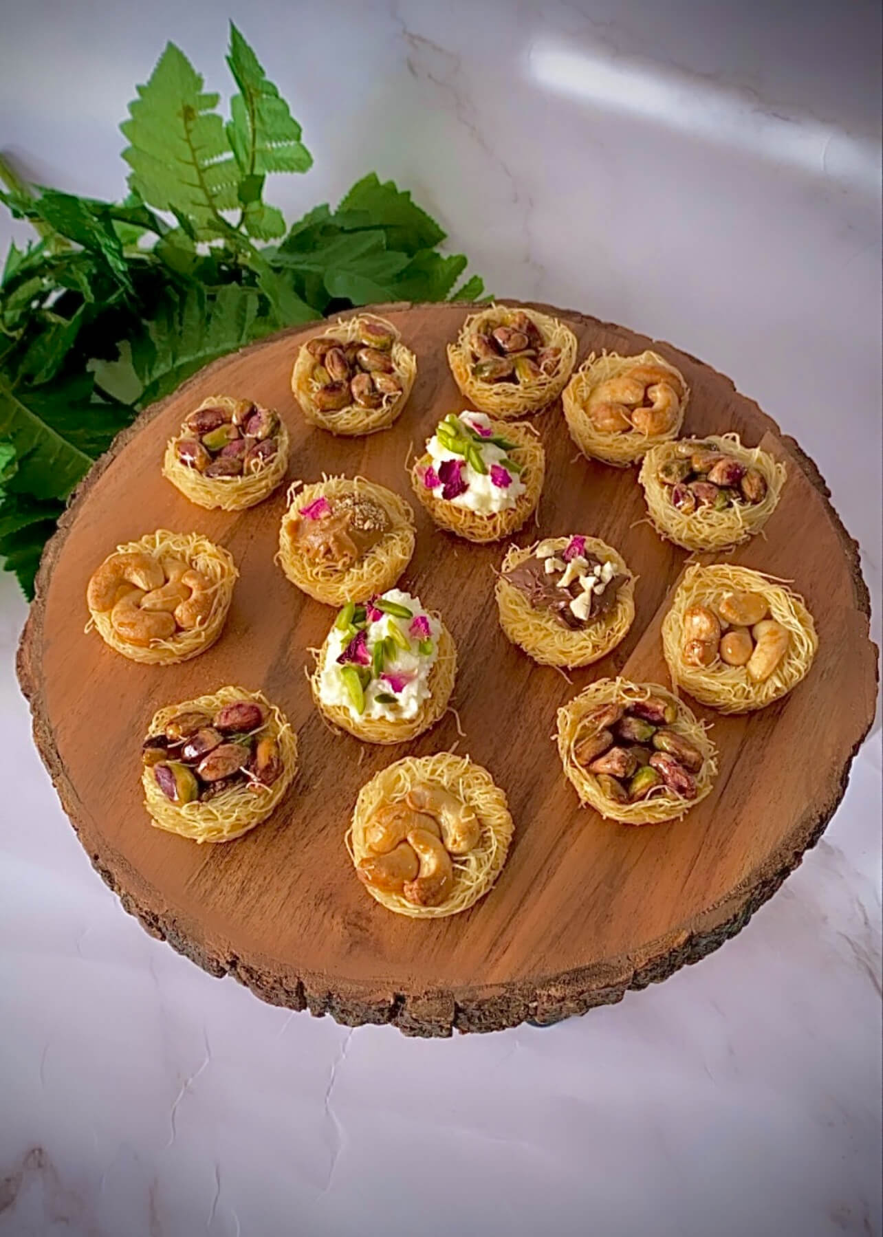 Middle eastern bird nest baklava