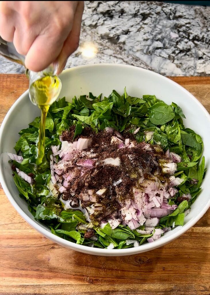 Saj spinach fatayer Filling ingredients 