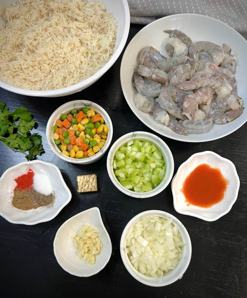 One pan shrimp and rice Ingredients 