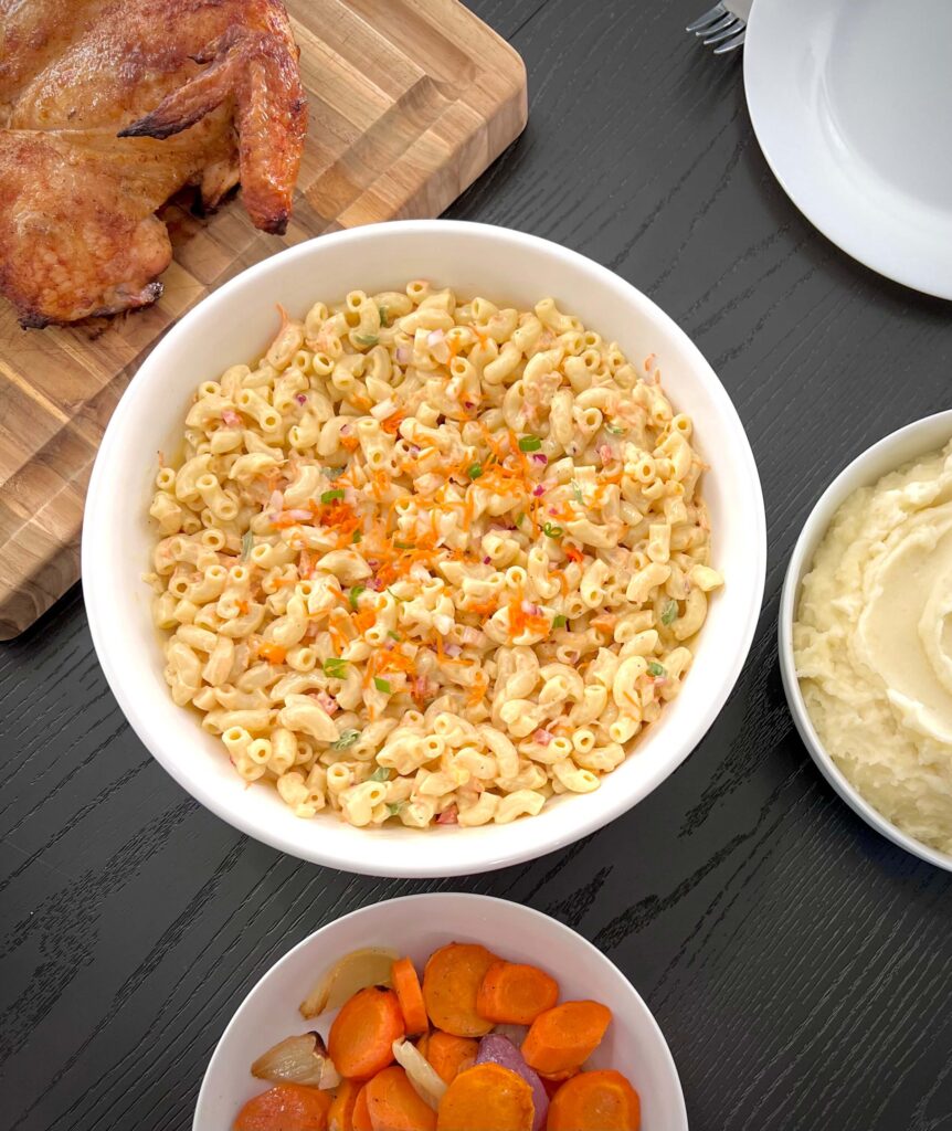 Serving Macaroni salad