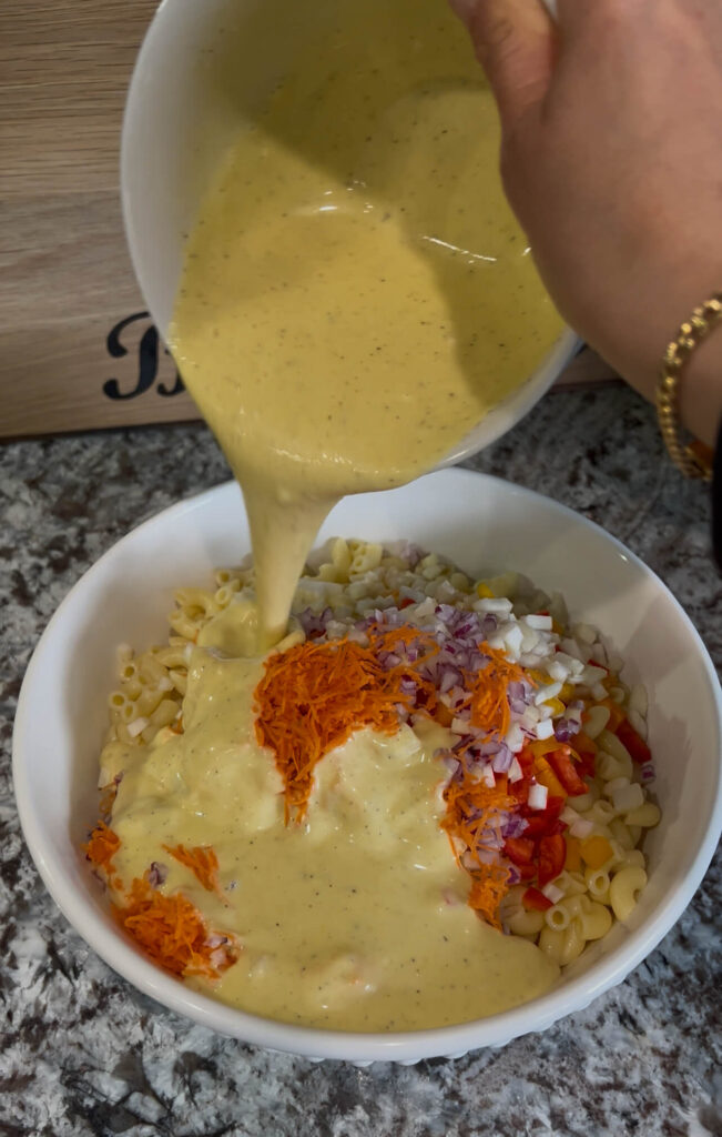 Making macaroni salad 