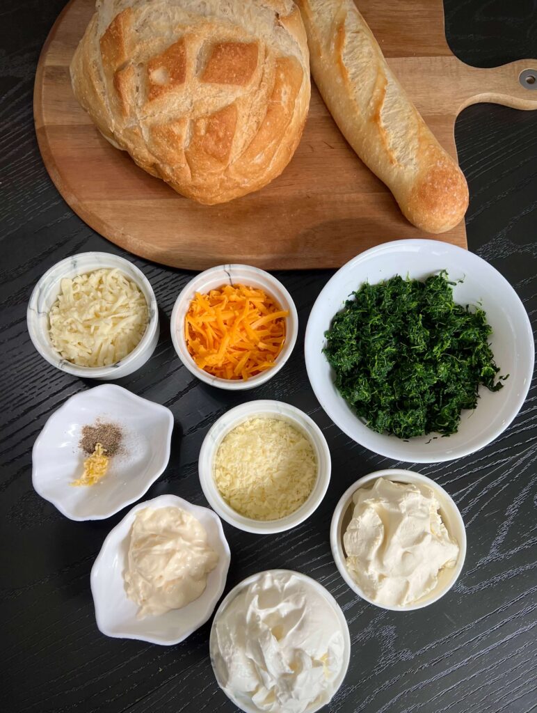 Baked spinach dip ingredients 