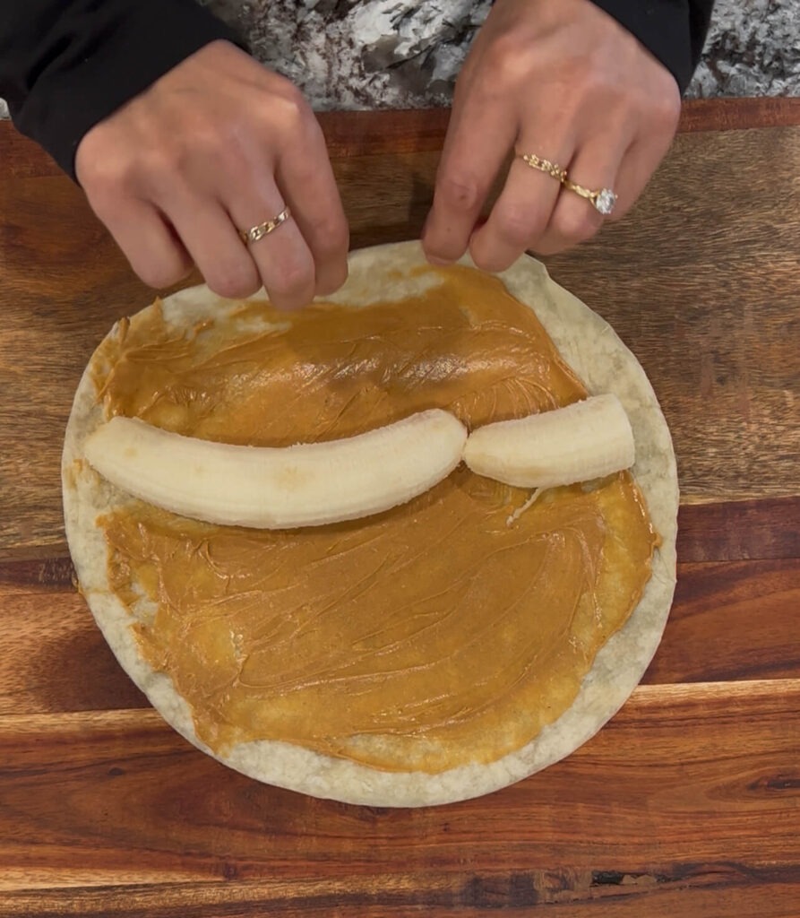 Banana and peanut butter pinwheels