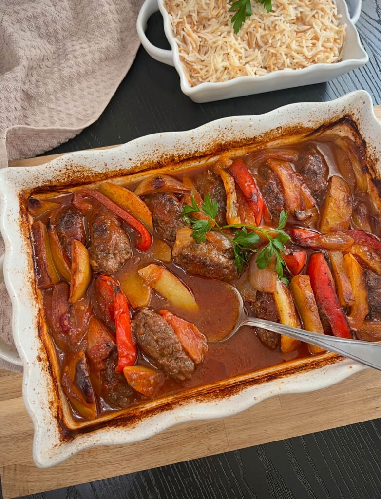 Baked kafta (Kafta bilSaniyeh)
