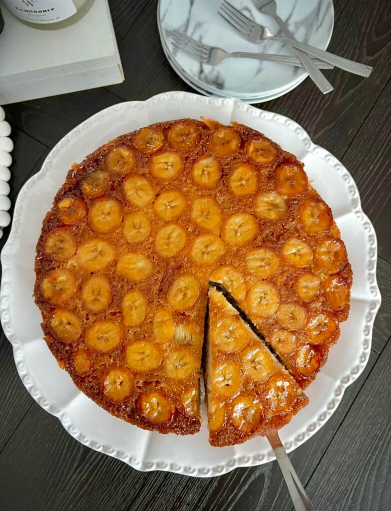 Banana upside down cake