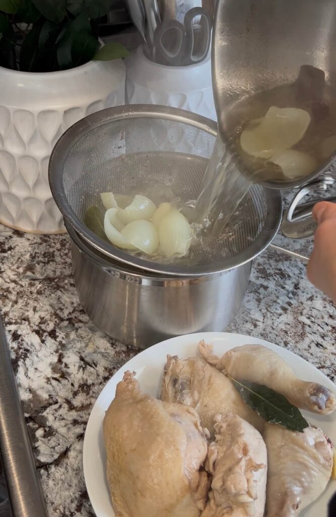 Toasting the vermicelli noodles for Chicken vegetable soup 