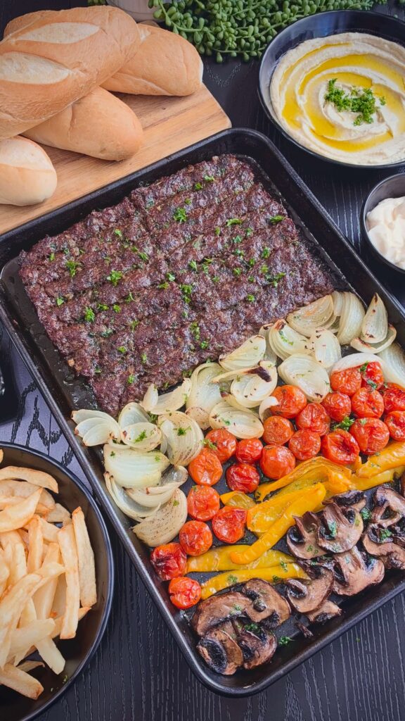 Serving Sheet pan beef kebab