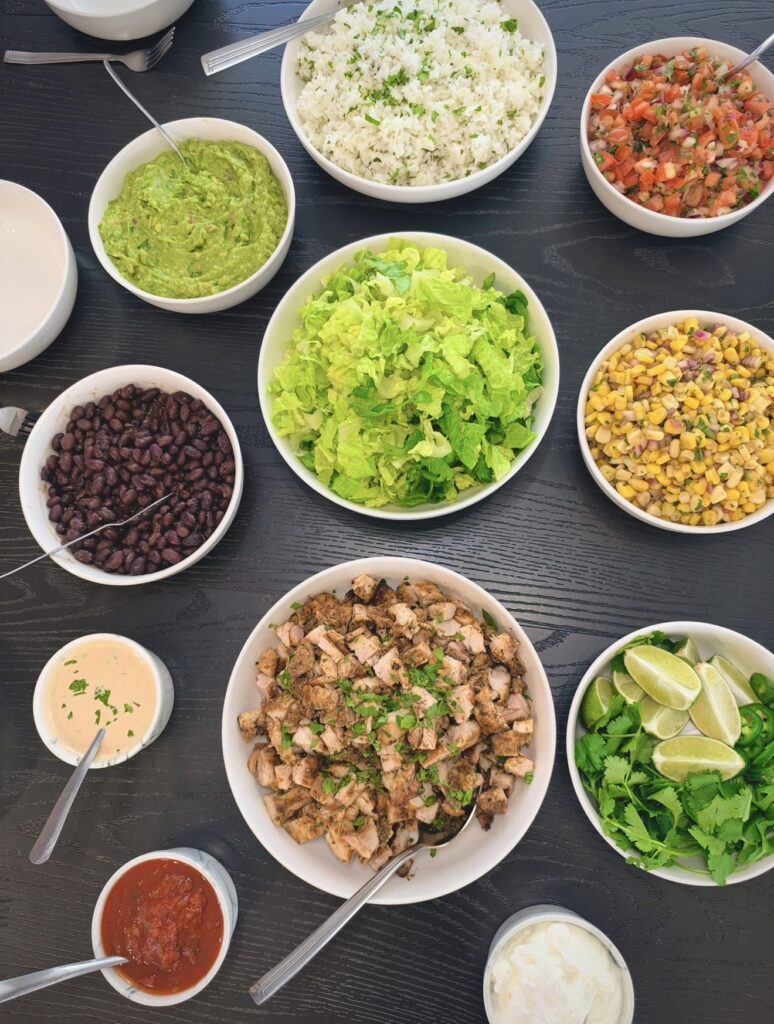 Make your own Chipotle chicken burrito bowls