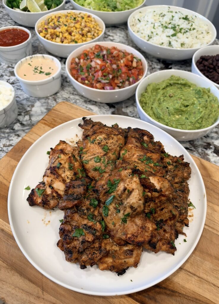 Chipotle chicken cooked on the grill